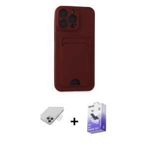 ieg™ iPhone 14 Pro Max Kılıf Vadi Çizgi Prime - Siyah Bilvis 5in1 5D Magic Hayalet Cam Ekran Koruyucu + Band Metal Kamera Lens - GS