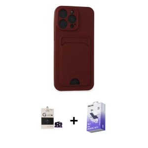 ieg™ iPhone 14 Pro Max Kılıf Vadi Çizgi Prime - Siyah Bilvis 5in1 5D Magic Hayalet Cam Ekran Koruyucu + Bilvis Titan Kamera Lens - SH