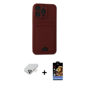 ieg™ iPhone 14 Pro Max Kılıf Vadi Çizgi Prime - Siyah Buffer Hayalet Cam Ekran Koruyucu + Band Metal Kamera Lens - GD