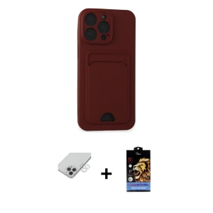ieg™ iPhone 14 Pro Max Kılıf Vadi Çizgi Prime - Siyah Buffer Hayalet Cam Ekran Koruyucu + Band Metal Kamera Lens - GS