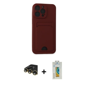 ieg™ iPhone 14 Pro Max Kılıf Vadi Çizgi Prime - Siyah Polymer Nano Ekran Koruyucu + Raze Metal Kamera Lens - GD