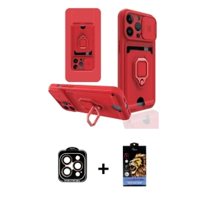 ieg™ iPhone 14 Pro Max Kılıf Vadi Form Prime - Siyah Buffer Hayalet Cam Ekran Koruyucu + PVD Metal Kamera Lens - TU