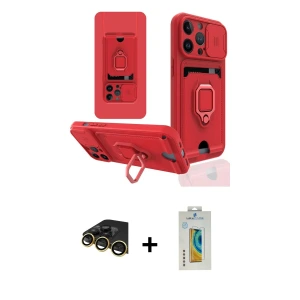 ieg™ iPhone 14 Pro Max Kılıf Vadi Form Prime - Siyah Polymer Nano Ekran Koruyucu + Raze Metal Kamera Lens - GD