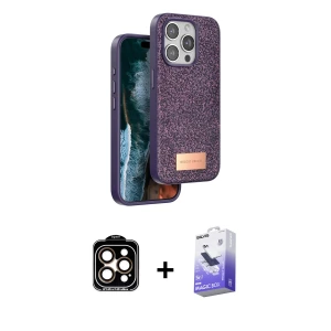 ieg™ iPhone 14 Pro Max Kılıf Vadi Klasik Serisi - Siyah Bilvis 5in1 5D Magic Hayalet Cam Ekran Koruyucu + PVD Metal Kamera Lens - TU