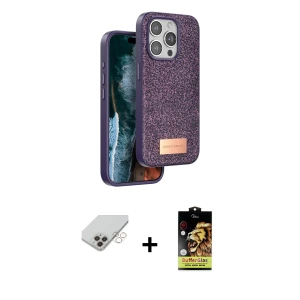 ieg™ iPhone 14 Pro Max Kılıf Vadi Klasik Serisi - Siyah Buffer Cam Ekran Koruyucu + Band Metal Kamera Lens - GD