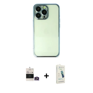 ieg™ iPhone 14 Pro Max Kılıf Vadi Minimal - Şeffaf Pasifik Cam Ekran Koruyucu + Bilvis Titan Kamera Lens - GD