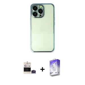 ieg™ iPhone 14 Pro Max Kılıf Vadi Minimal - Siyah Bilvis 5in1 3D Magic Cam Ekran Koruyucu + Bilvis Titan Kamera Lens - DNMR