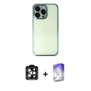ieg™ iPhone 14 Pro Max Kılıf Vadi Minimal - Siyah Bilvis 5in1 3D Magic Cam Ekran Koruyucu + PVD Metal Kamera Lens - TU