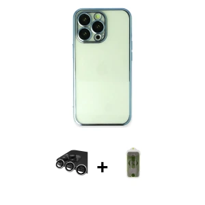 ieg™ iPhone 14 Pro Max Kılıf Vadi Minimal - Siyah Joko Magic 5D Hayalet Cam + Raze Metal Kamera Lens - GS