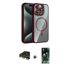 ieg™ iPhone 14 Pro Max Kılıf Yadigar Asil Koleksiyonu - Siyah 360 Mat Full Body Arka Koruyucu + Raze Metal Kamera Lens - GD