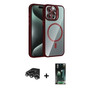 ieg™ iPhone 14 Pro Max Kılıf Yadigar Asil Koleksiyonu - Siyah 360 Mat Full Body Arka Koruyucu + Raze Metal Kamera Lens - GS