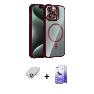 ieg™ iPhone 14 Pro Max Kılıf Yadigar Asil Koleksiyonu - Siyah Bilvis 5in1 5D Magic Hayalet Cam Ekran Koruyucu + Band Metal Kamera Lens - GS