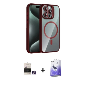 ieg™ iPhone 14 Pro Max Kılıf Yadigar Asil Koleksiyonu - Siyah Bilvis 5in1 5D Magic Hayalet Cam Ekran Koruyucu + Bilvis Titan Kamera Lens - GS