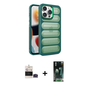 ieg™ iPhone 14 Pro Max Kılıf Yadigar Doku Özel Seri - Şeffaf 360 Full Body Arka Koruyucu + Bilvis Titan Kamera Lens - SH