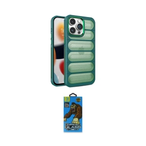 ieg™ iPhone 14 Pro Max Kılıf Yadigar Doku Özel Seri - Siyah 18D Cam Ekran Koruyucu