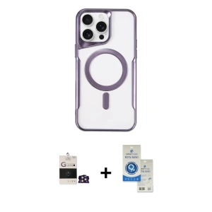ieg™ iPhone 14 Pro Max Kılıf Yadigar Klasik Özel Seri - Şeffaf Royal Nano Ekran Koruyucu + Bilvis Titan Kamera Lens - GD