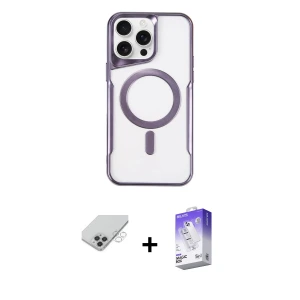 ieg™ iPhone 14 Pro Max Kılıf Yadigar Klasik Özel Seri - Siyah Bilvis 5in1 3D Magic Cam Ekran Koruyucu + Band Metal Kamera Lens - GS