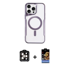 ieg™ iPhone 14 Pro Max Kılıf Yadigar Klasik Özel Seri - Siyah Buffer Hayalet Cam Ekran Koruyucu + PVD Metal Kamera Lens - TU