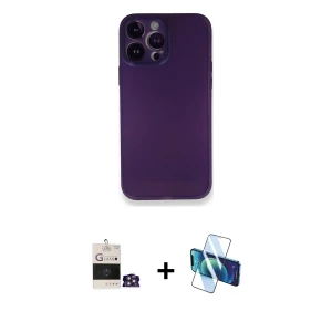ieg™ iPhone 14 Pro Max Kılıf Yadigar Yansıma Serisi - Siyah 3D Antistatik Cam Ekran Koruyucu + Bilvis Titan Kamera Lens - GS