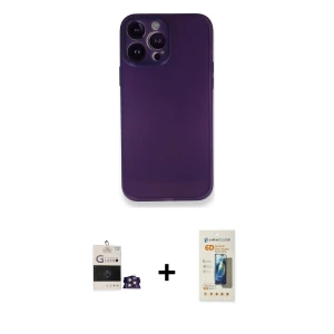 ieg™ iPhone 14 Pro Max Kılıf Yadigar Yansıma Serisi - Siyah 6D Mat Seramik Hayalet Nano Ekran Koruyucu + Bilvis Titan Kamera Lens - GS
