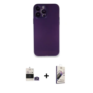 ieg™ iPhone 14 Pro Max Kılıf Yadigar Yansıma Serisi - Siyah Bilvis 3D Mat Cam Ekran Koruyucu + Bilvis Titan Kamera Lens - GS