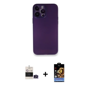ieg™ iPhone 14 Pro Max Kılıf Yadigar Yansıma Serisi - Siyah Buffer Hayalet Cam Ekran Koruyucu + Bilvis Titan Kamera Lens - SH