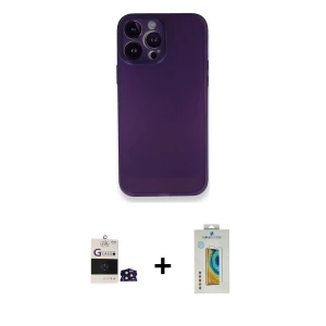 ieg™ iPhone 14 Pro Max Kılıf Yadigar Yansıma Serisi - Siyah Polymer Nano Ekran Koruyucu + Bilvis Titan Kamera Lens - DNMR