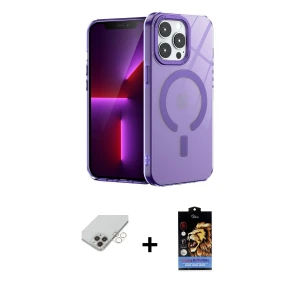 ieg™ iPhone 14 Pro Max Kılıf Yankı Çizgi - Siyah Buffer Hayalet Cam Ekran Koruyucu + Band Metal Kamera Lens - GD