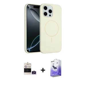 ieg™ iPhone 14 Pro Max Kılıf Yankı Form Serisi - Siyah Bilvis 5in1 5D Magic Hayalet Cam Ekran Koruyucu + Bilvis Titan Kamera Lens - DNMR