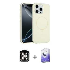ieg™ iPhone 14 Pro Max Kılıf Yankı Form Serisi - Siyah Bilvis 5in1 5D Magic Hayalet Cam Ekran Koruyucu + PVD Metal Kamera Lens - TU