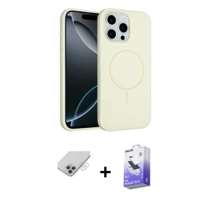 ieg™ iPhone 14 Pro Max Kılıf Yankı Form Serisi - Siyah Bilvis 5in1 5D Magic Hayalet Cam Ekran Koruyucu + Band Metal Kamera Lens - GS