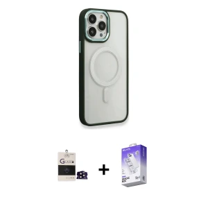 ieg™ iPhone 14 Pro Max Kılıf Yankı Işık Özel Seri - Siyah Bilvis 5in1 3D Magic Cam Ekran Koruyucu + Bilvis Titan Kamera Lens - SH