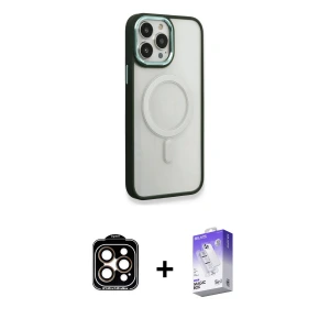 ieg™ iPhone 14 Pro Max Kılıf Yankı Işık Özel Seri - Siyah Bilvis 5in1 3D Magic Cam Ekran Koruyucu + PVD Metal Kamera Lens - TU