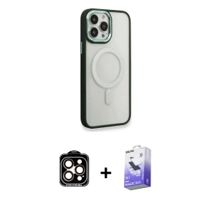 ieg™ iPhone 14 Pro Max Kılıf Yankı Işık Özel Seri - Siyah Bilvis 5in1 5D Magic Hayalet Cam Ekran Koruyucu + PVD Metal Kamera Lens - TU