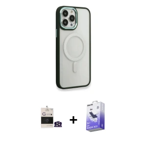 ieg™ iPhone 14 Pro Max Kılıf Yankı Işık Özel Seri - Siyah Bilvis 5in1 5D Magic Hayalet Cam Ekran Koruyucu + Bilvis Titan Kamera Lens - GS