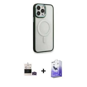 ieg™ iPhone 14 Pro Max Kılıf Yankı Işık Özel Seri - Siyah Bilvis 5in1 5D Magic Hayalet Cam Ekran Koruyucu + Bilvis Titan Kamera Lens - GD