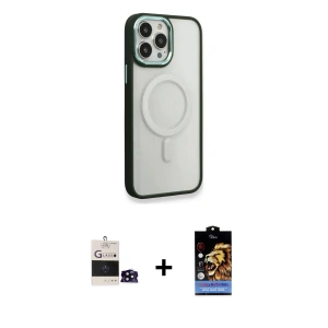 ieg™ iPhone 14 Pro Max Kılıf Yankı Işık Özel Seri - Siyah Buffer Hayalet Cam Ekran Koruyucu + Bilvis Titan Kamera Lens - SH