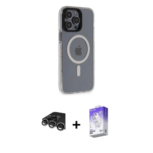ieg™ iPhone 14 Pro Max Kılıf Yankı Işık Prime - Siyah Bilvis 5in1 3D Magic Cam Ekran Koruyucu + Raze Metal Kamera Lens - GS