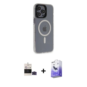 ieg™ iPhone 14 Pro Max Kılıf Yankı Işık Prime - Siyah Bilvis 5in1 5D Magic Hayalet Cam Ekran Koruyucu + Bilvis Titan Kamera Lens - SH