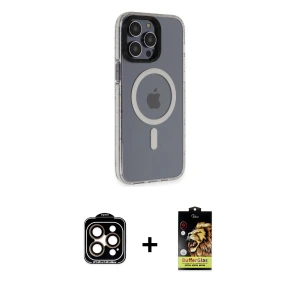 ieg™ iPhone 14 Pro Max Kılıf Yankı Işık Prime - Siyah Buffer Cam Ekran Koruyucu + PVD Metal Kamera Lens - TU