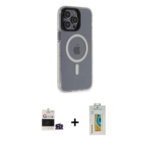 ieg™ iPhone 14 Pro Max Kılıf Yankı Işık Prime - Siyah Polymer Nano Ekran Koruyucu + Bilvis Titan Kamera Lens - DNMR