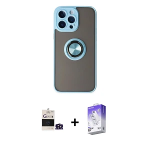 ieg™ iPhone 14 Pro Max Kılıf Yörünge Çizgi - Siyah Bilvis 5in1 3D Magic Cam Ekran Koruyucu + Bilvis Titan Kamera Lens - DNMR