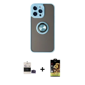 ieg™ iPhone 14 Pro Max Kılıf Yörünge Çizgi - Siyah Buffer Cam Ekran Koruyucu + Bilvis Titan Kamera Lens - SH