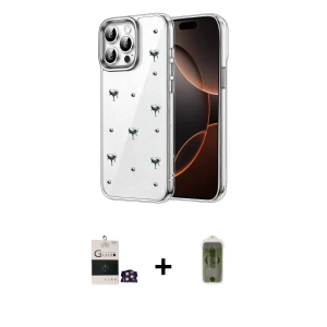 ieg™ iPhone 14 Pro Max Kılıf Yörünge Form - Siyah Joko Magic 5D Hayalet Cam + Bilvis Titan Kamera Lens - GD