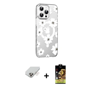 ieg™ iPhone 14 Pro Max Kılıf Yörünge Işık Prime - Siyah Buffer Cam Ekran Koruyucu + Band Metal Kamera Lens - GD