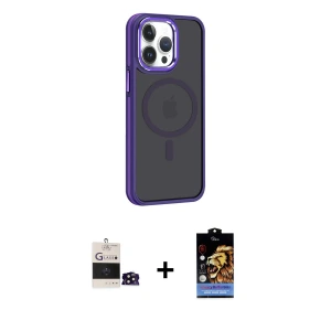 ieg™ iPhone 14 Pro Max Kılıf Yörünge Klasik - Siyah Buffer Hayalet Cam Ekran Koruyucu + Bilvis Titan Kamera Lens - SH