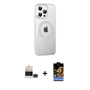 ieg™ iPhone 14 Pro Max Kılıf Yörünge Koleksiyonu - Siyah Buffer Hayalet Cam Ekran Koruyucu + Bilvis Titan Kamera Lens - SH