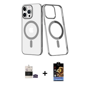 ieg™ iPhone 14 Pro Max Kılıf Yörünge Minimal - Siyah Buffer Hayalet Cam Ekran Koruyucu + Bilvis Titan Kamera Lens - GS