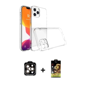 ieg™ iPhone 14 Pro Max Kılıf Zirve Doku - Siyah Buffer Cam Ekran Koruyucu + PVD Metal Kamera Lens - TU