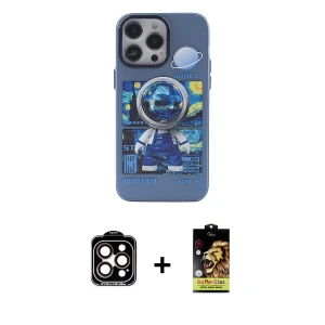 ieg™ iPhone 14 Pro Max Kılıf Zirve Form Özel Seri - Siyah Buffer Cam Ekran Koruyucu + PVD Metal Kamera Lens - TU